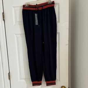 BCBGMaxAzria Navy and Red Ankle Pants